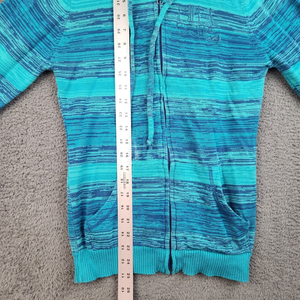 Vintage Billabong Striped Hoodie Womens Large 90s Jacket Surf Skater Broke Zip - Picture 6 of 9